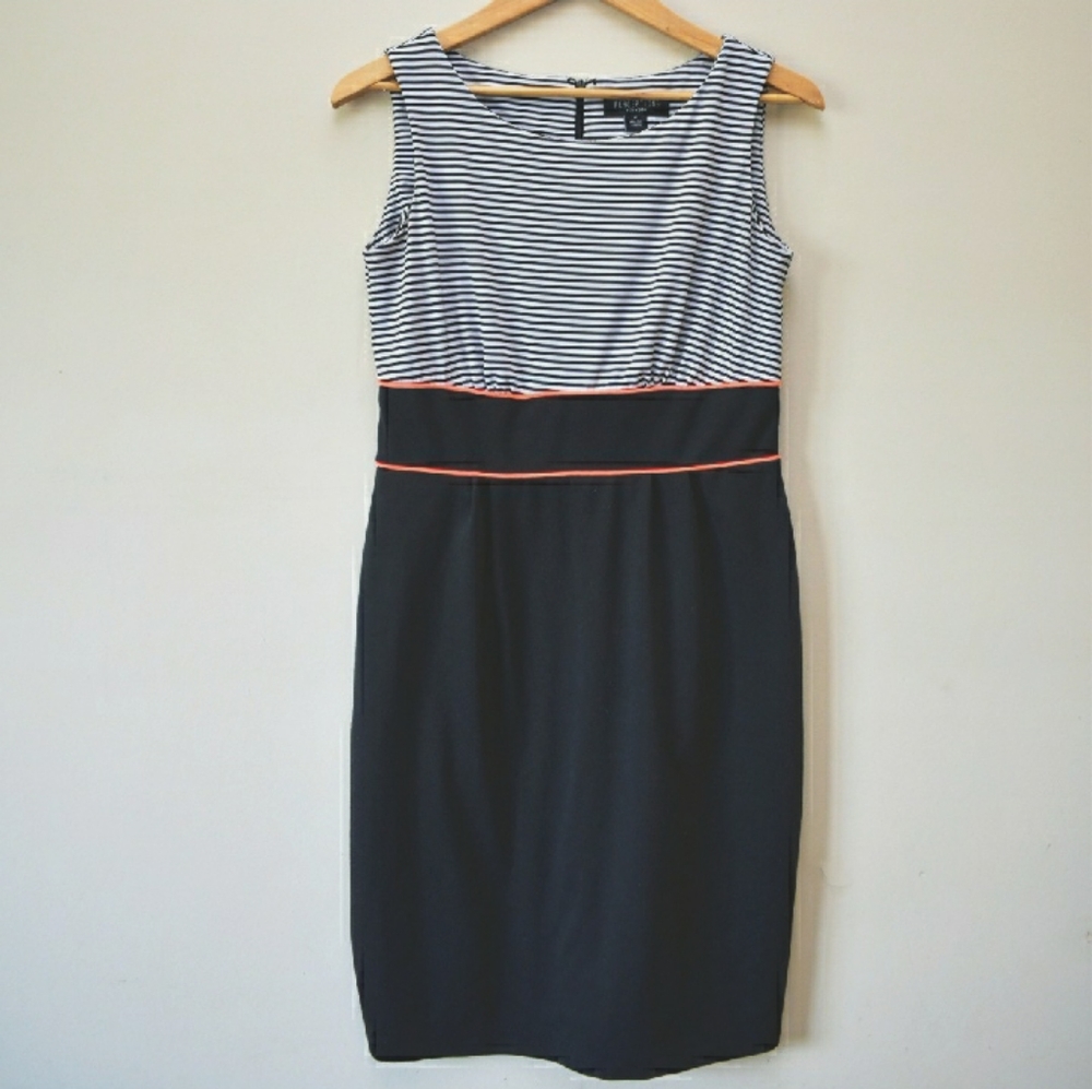 Perceptions| black and white striped bodycon dress
